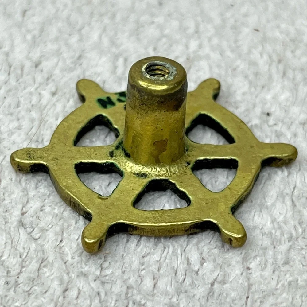 Vintage Solid Brass Boat Wheel Cabinet Door Knobs/Pulls-Keeler Company-Nautical